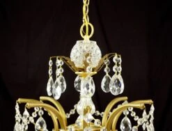 Victorian 8 Arm Crystal Candlestick Gilded Brass Chandelier -OGT Sale Store p268025 04