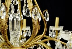 Victorian 8 Arm Crystal Candlestick Gilded Brass Chandelier -OGT Sale Store p268025 06
