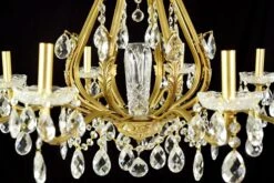 Victorian 8 Arm Crystal Candlestick Gilded Brass Chandelier -OGT Sale Store p268025 11