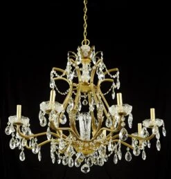 Victorian 8 Arm Crystal Candlestick Gilded Brass Chandelier -OGT Sale Store p268025 13