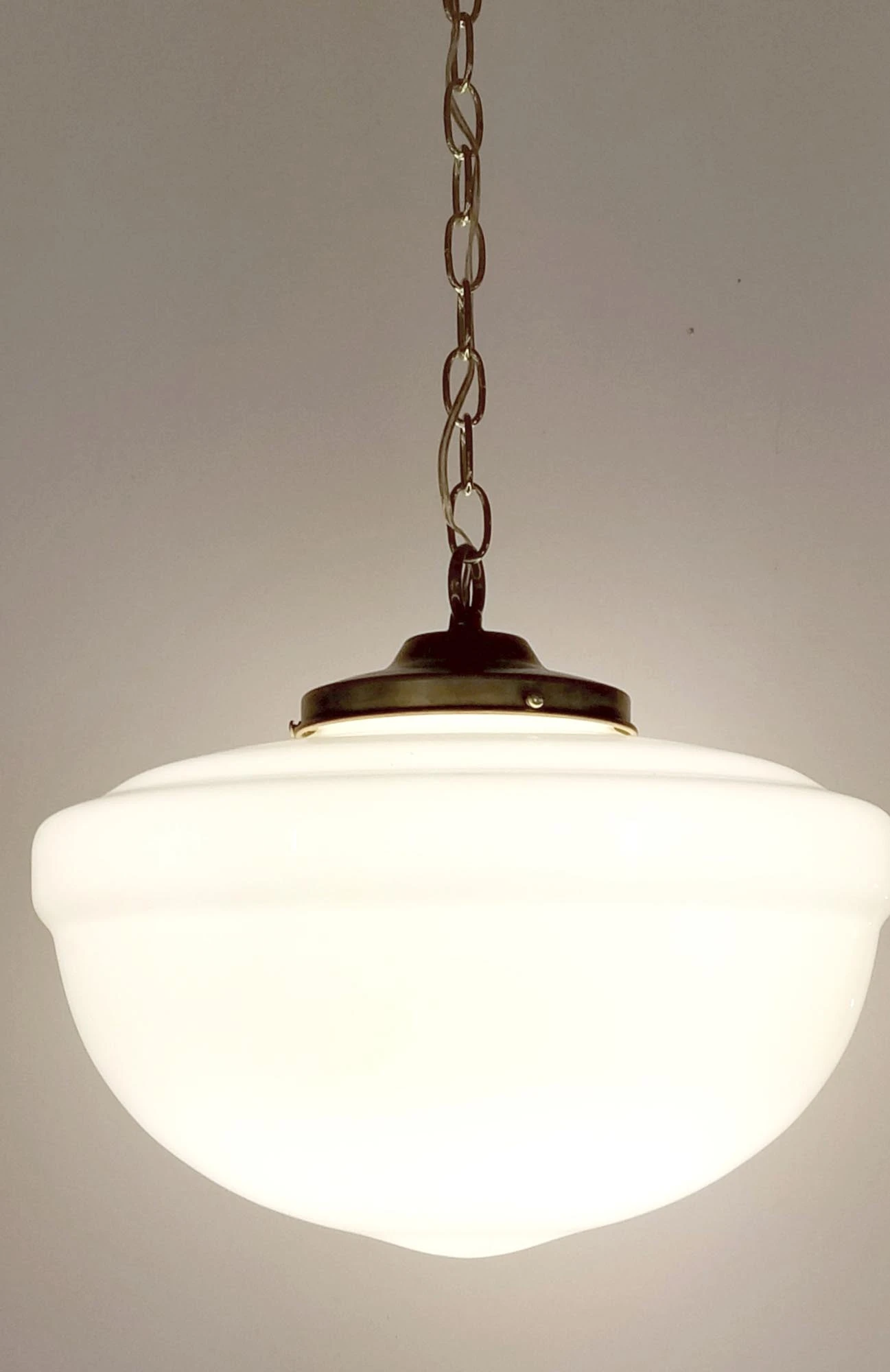 Large White Opal Glass 16 In. Schoolhouse Pendant Light 7 Large White Opal Glass 16 In. Schoolhouse Pendant Light - Image 5