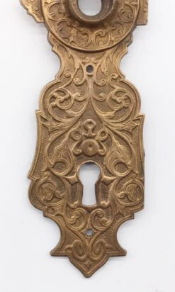 Pair Of Cast Bronze Neo-Grec 7.75 In. Doorknob Back Plates 11 Pair Of Cast Bronze Neo-Grec 7.75 In. Doorknob Back Plates -OGT Sale Store p270186 04