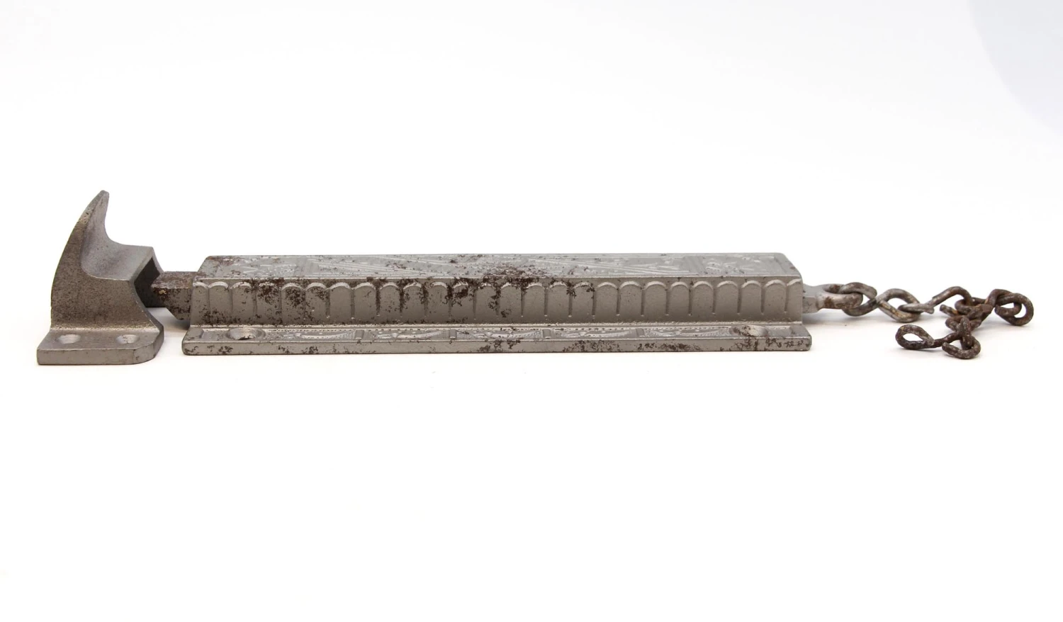 Antique Aesthetic Silver Painted Cast Iron Surface Door Bolt Lock 6 Antique Aesthetic Silver Painted Cast Iron Surface Door Bolt Lock - Image 4