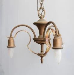 1940s Brass 3 Arm Down Light Chandelier 14 1940s Brass 3 Arm Down Light Chandelier -OGT Sale Store p270836 05