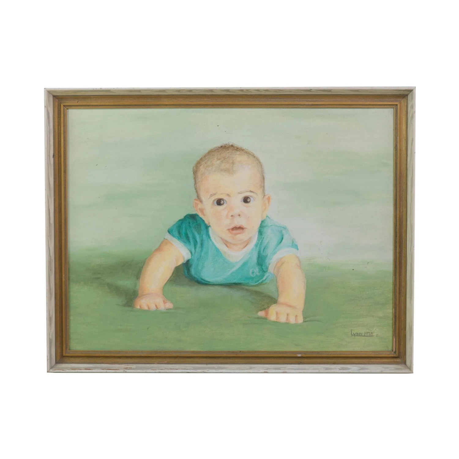 1970s Signed Oil Portrait Painting Of A Baby On Canvas 3 1970s Signed Oil Portrait Painting Of A Baby On Canvas