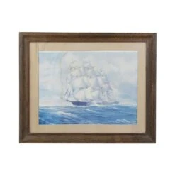 Antique Hans Skalagard Wood Frame Sailboat Print