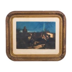European Plaster Frame Mixed Media Painting