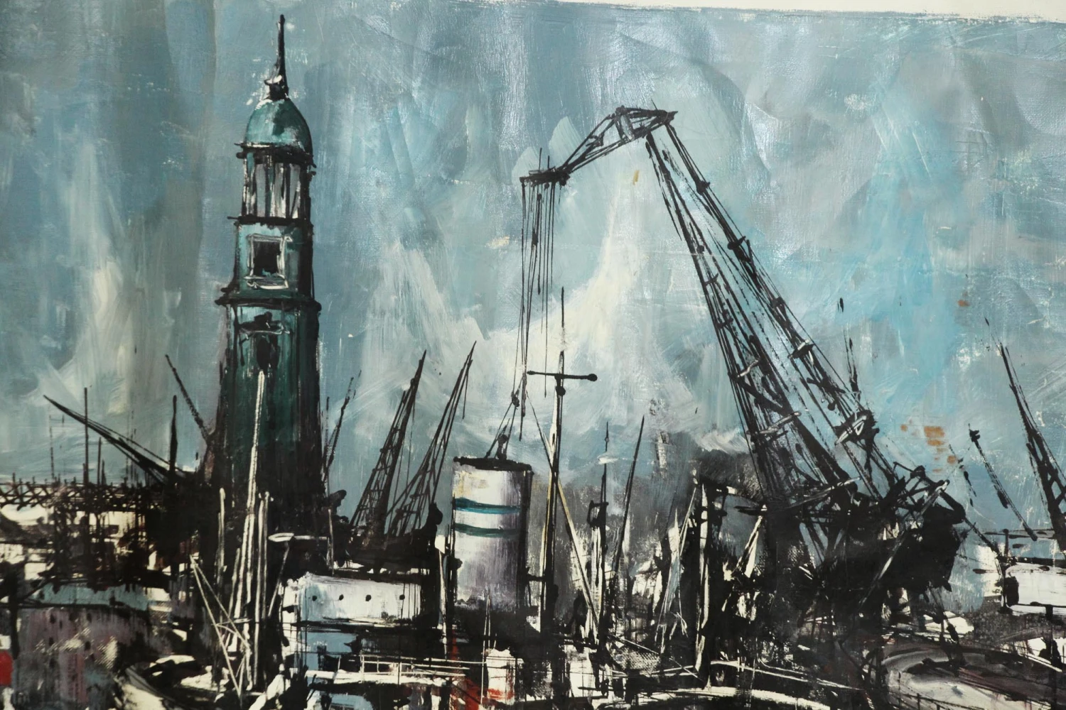 1965 Cruise Ship View Oil Painting 5 1965 Cruise Ship View Oil Painting - Image 3