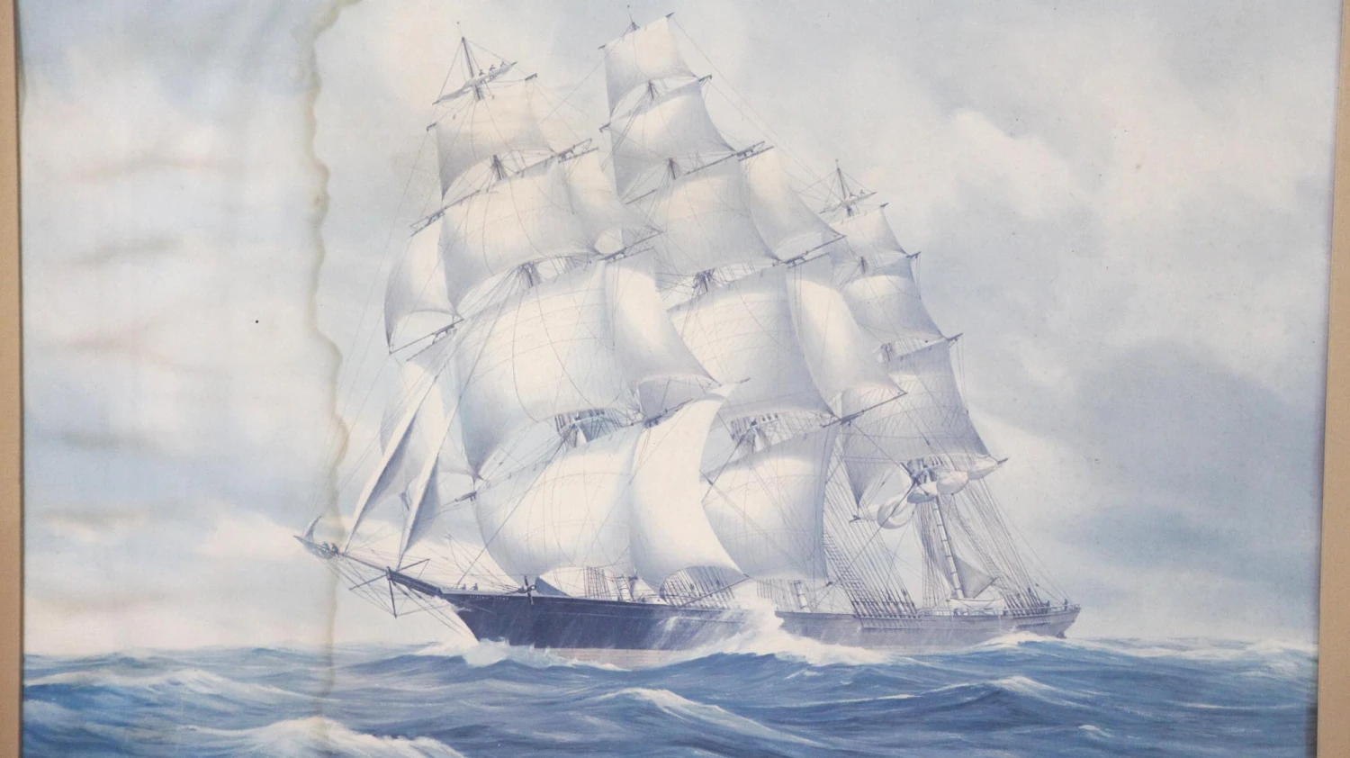 Antique Hans Skalagard Wood Frame Sailboat Print 5 Antique Hans Skalagard Wood Frame Sailboat Print - Image 3