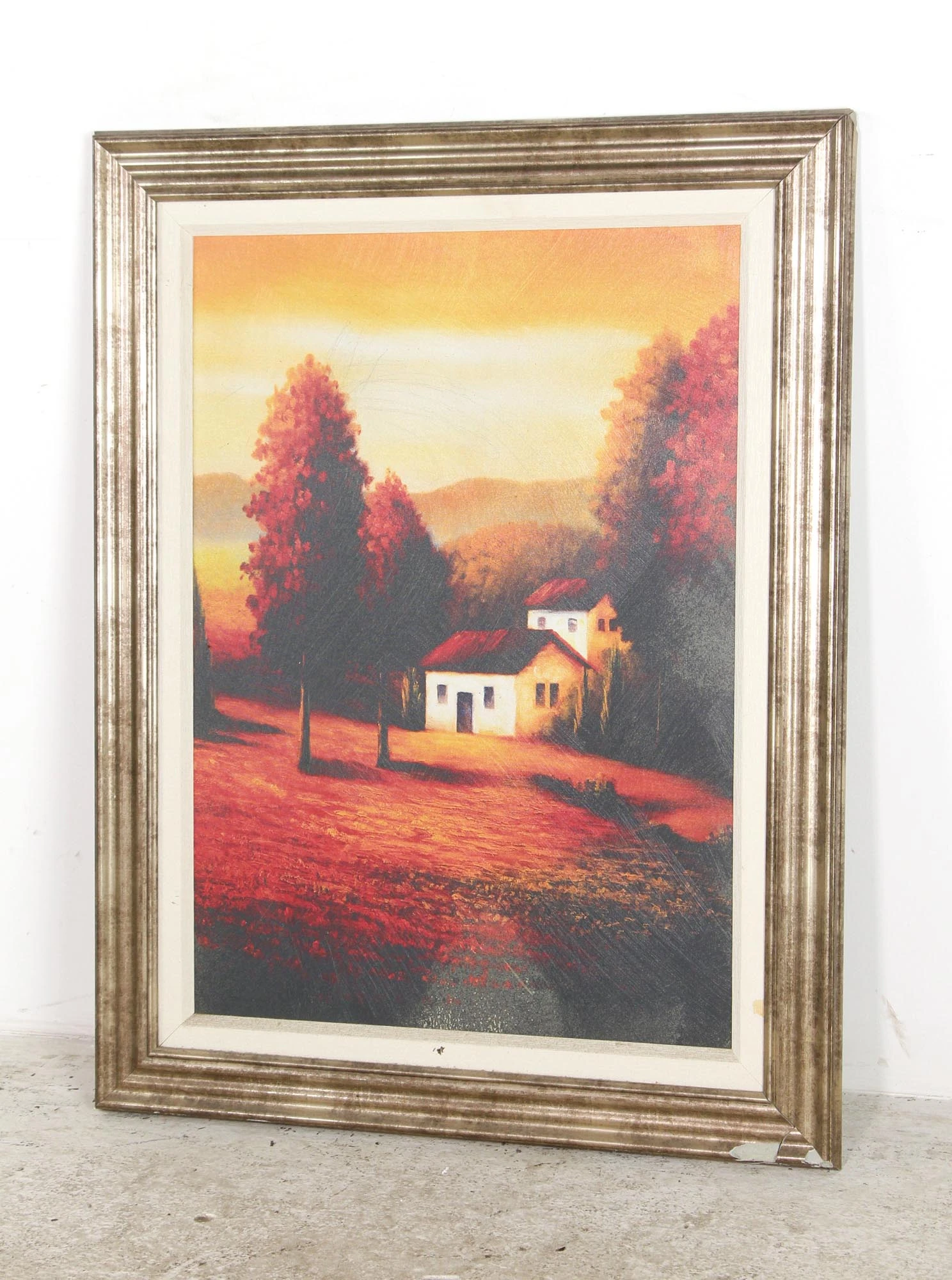 Vintage Landscape Wood Framed Painting 4 Vintage Landscape Wood Framed Painting - Image 2