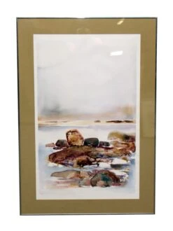 Scenic Watercolor Painting In Metal Frame
