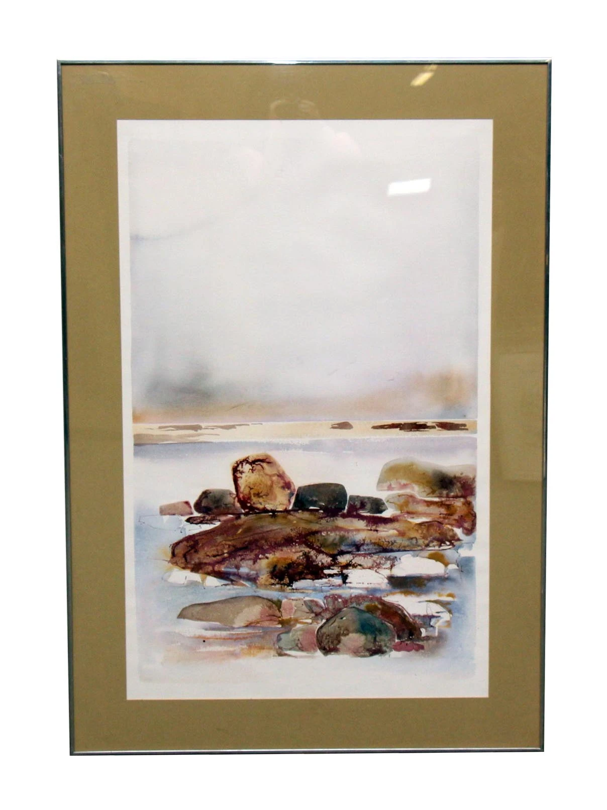 Scenic Watercolor Painting In Metal Frame 3 Scenic Watercolor Painting In Metal Frame