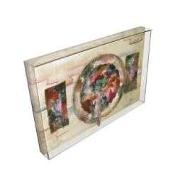 Vintage Abstract Mixed Media Encased In An Acrylic Frame