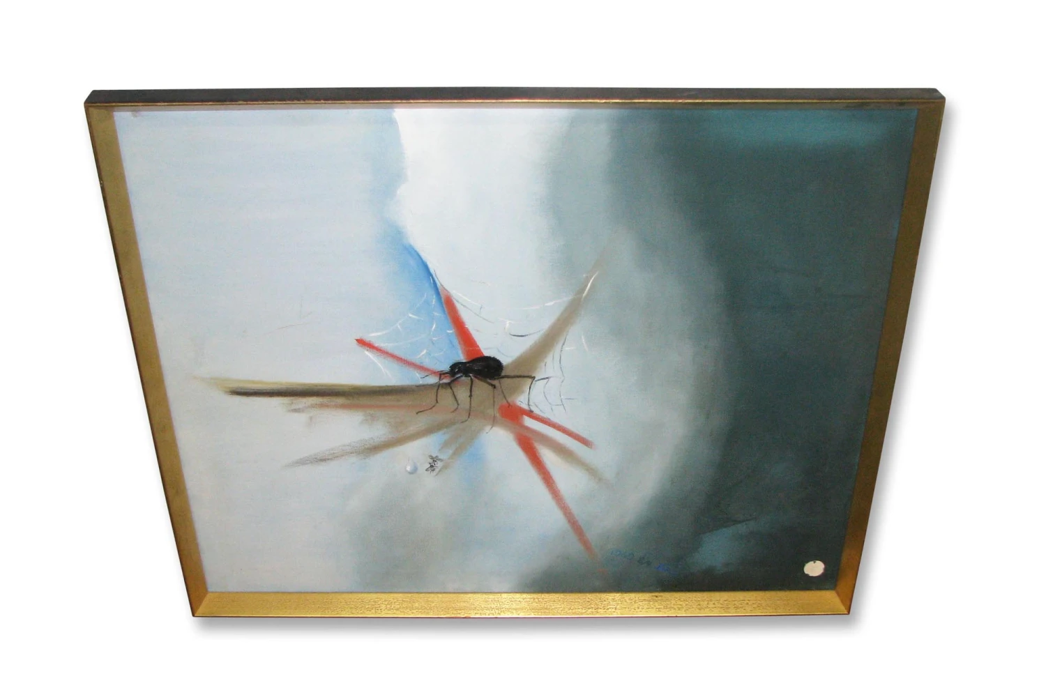 Vintage Gold Frame Spider On Web Painting 3 Vintage Gold Frame Spider On Web Painting