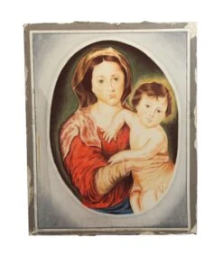 Vintage Madonna & Child Painted On Sheet Rock