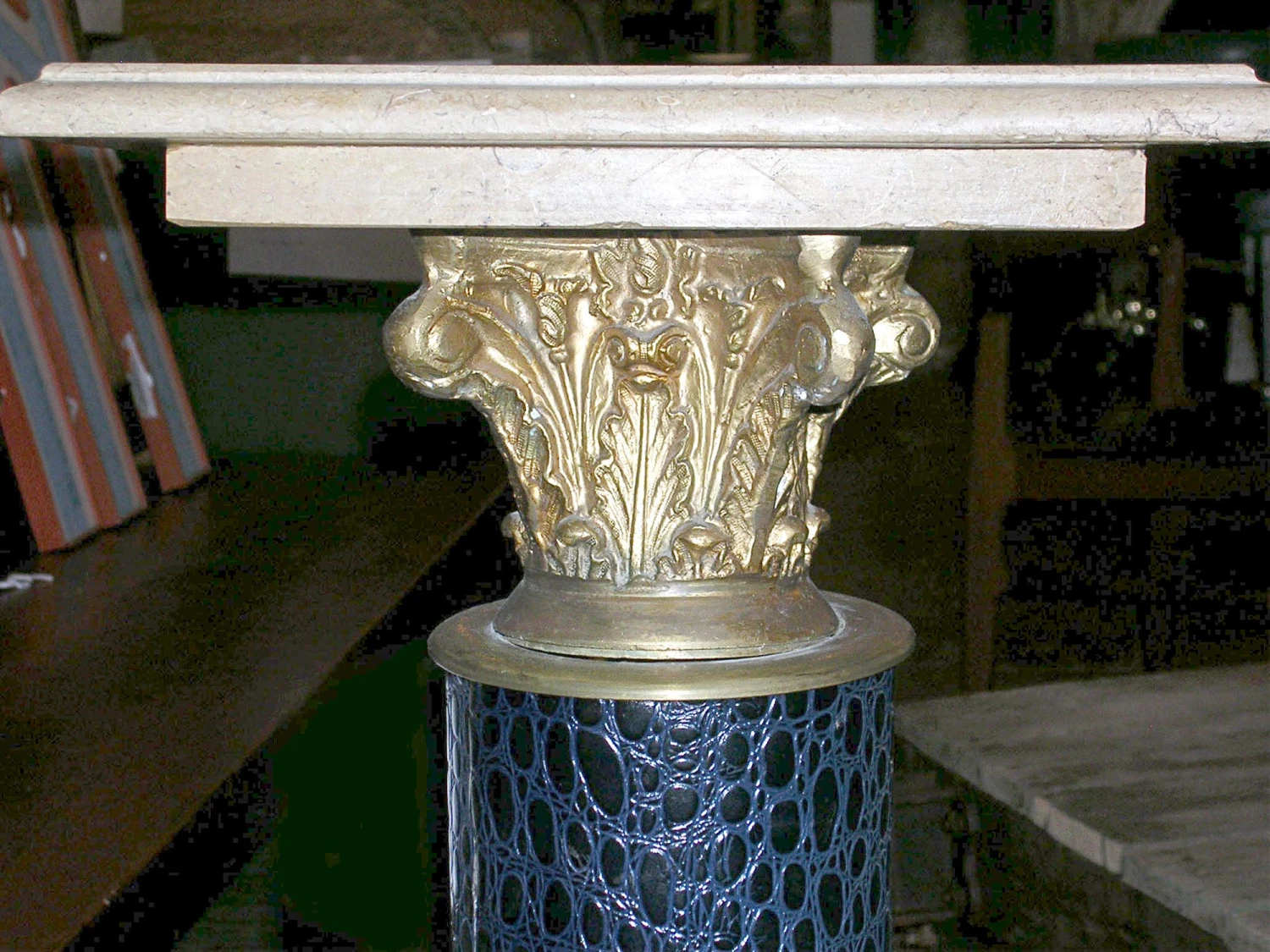 Antique Ornate 3 Ft. Bronze & Marble Pedestal 5 Antique Ornate 3 Ft. Bronze & Marble Pedestal - Image 3