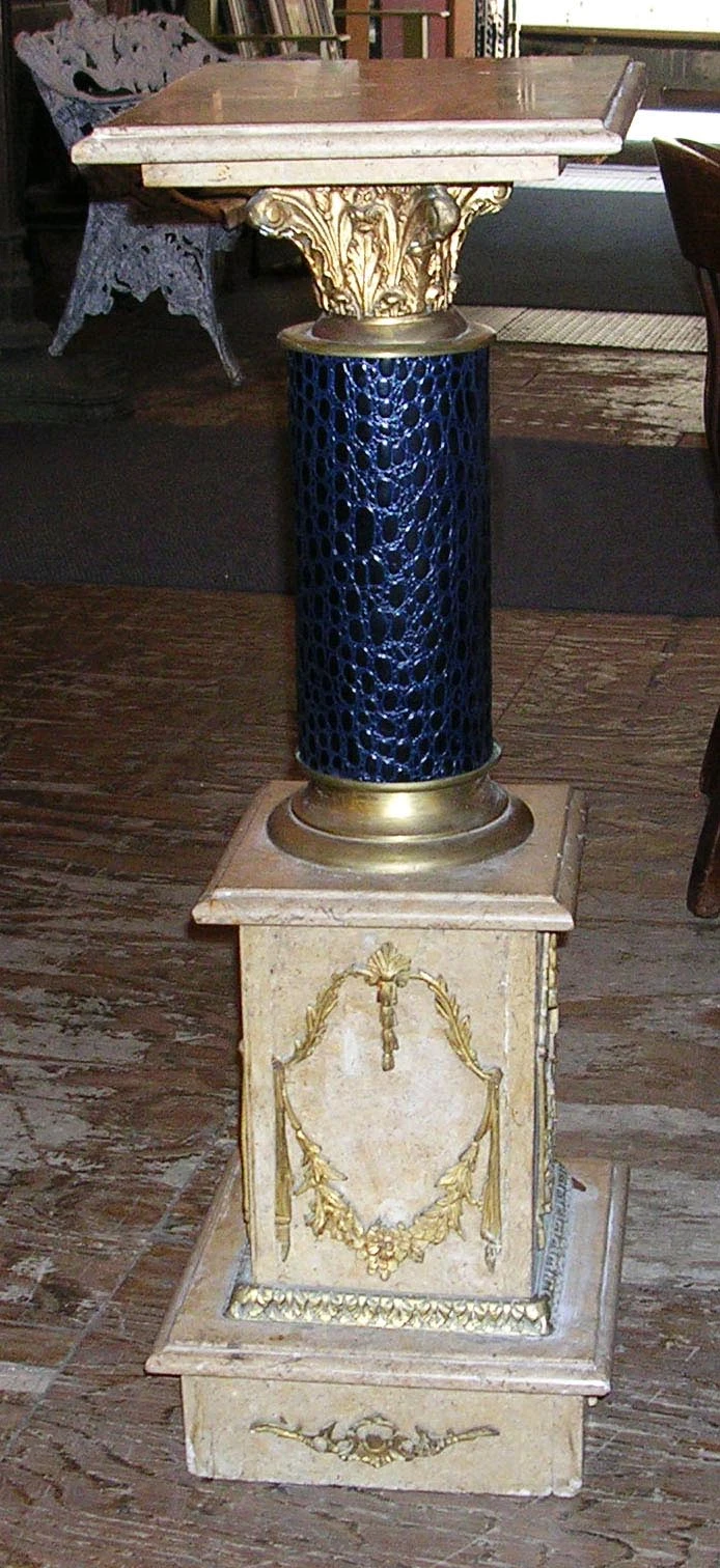 Antique Ornate 3 Ft. Bronze & Marble Pedestal 4 Antique Ornate 3 Ft. Bronze & Marble Pedestal - Image 2