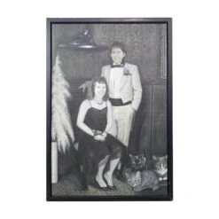 Unusual Oversized Cat Couple Portrait Framed Painting