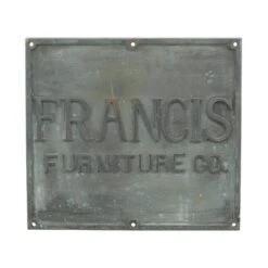 Antique Francis Furniture Co. Solid Brass Plaque