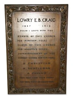 Antique Wood Lowry E. B. Craig Memorial Plaque Frame