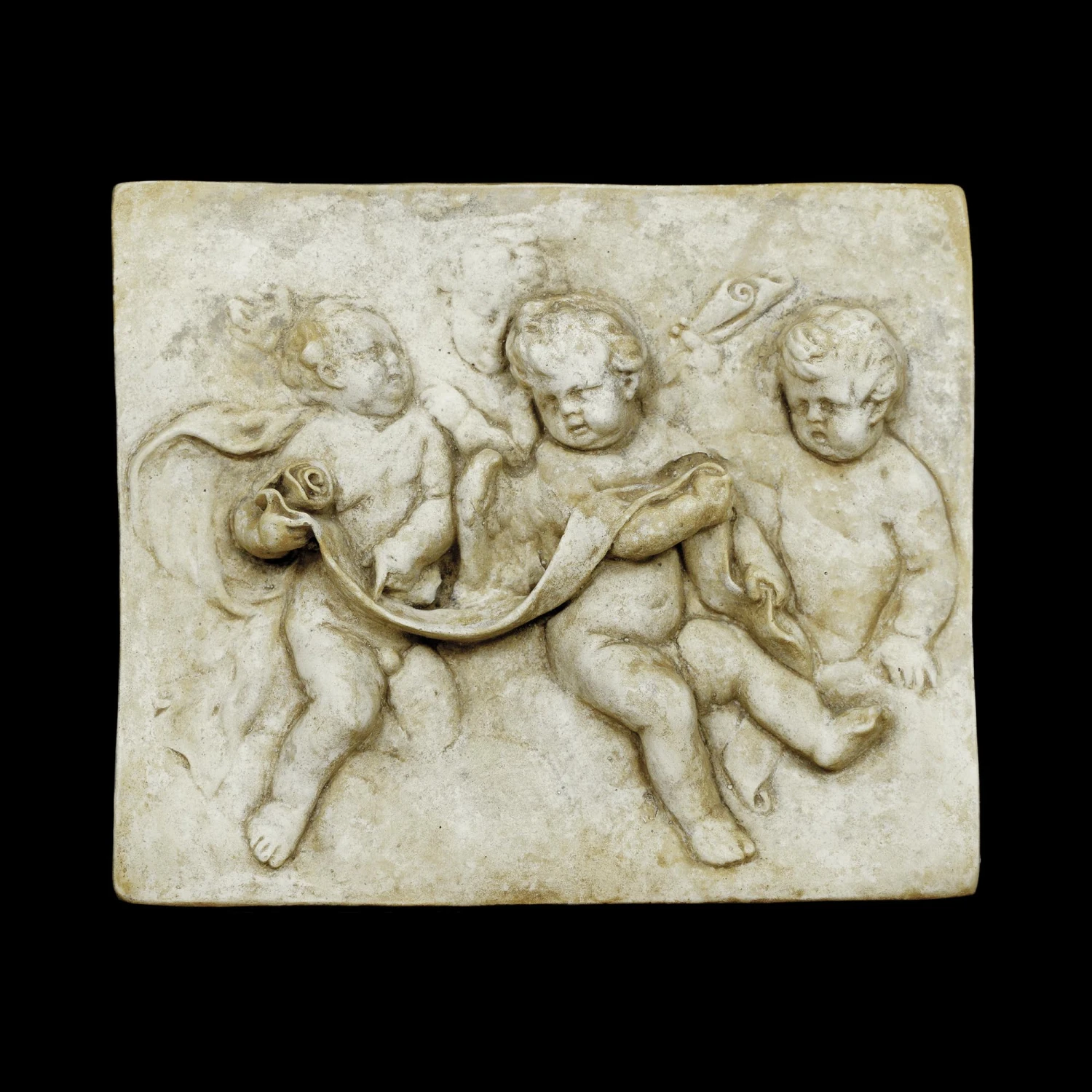 High Relief Concrete Three Angels Rectangular Wall Plaque 3 High Relief Concrete Three Angels Rectangular Wall Plaque