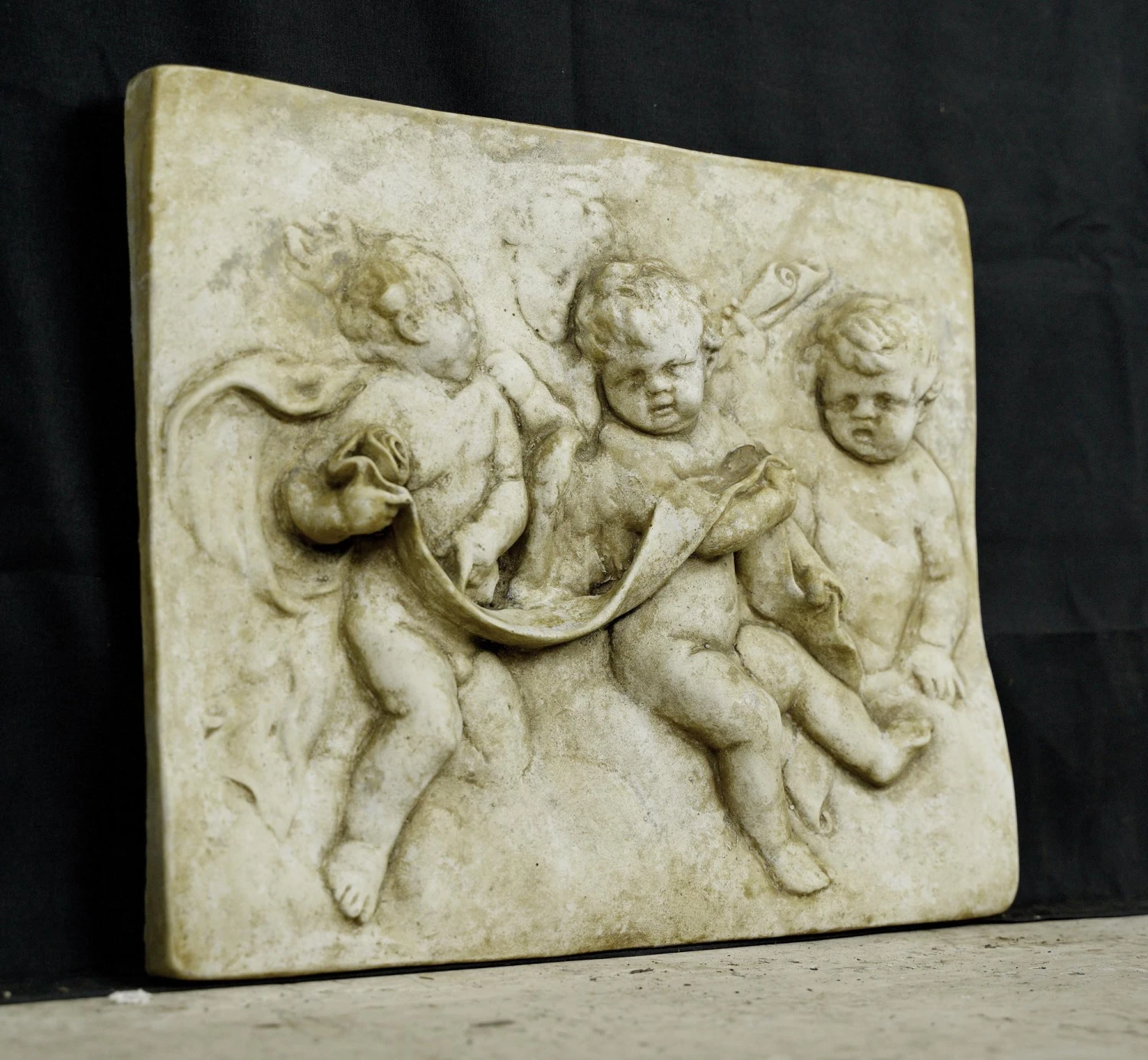 High Relief Concrete Three Angels Rectangular Wall Plaque 4 High Relief Concrete Three Angels Rectangular Wall Plaque - Image 2