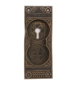 Antique 5.125 In. Cast Iron Aesthetic Recessed Pocket Door Plate