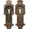Bronze Recessed Eastlake Pair Of Pocket Door Plates 2 Bronze Recessed Eastlake Pair Of Pocket Door Plates -OGT Sale Store pocket door hardware bronze recessed eastlake pair of pocket door plates n260388