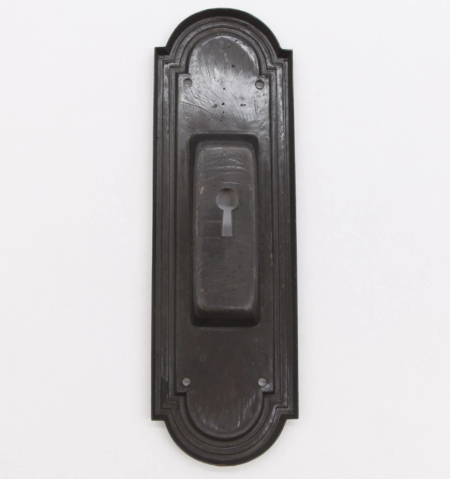 Art Deco 8.5 In. Japanned Steel Pocket Door Plate 5 Art Deco 8.5 In. Japanned Steel Pocket Door Plate - Image 3