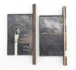 Pair Of 1880s Antique Brass Moorish Norwalk Pocket Double Door Locks -OGT Sale Store pocket door hardware for sale q287857