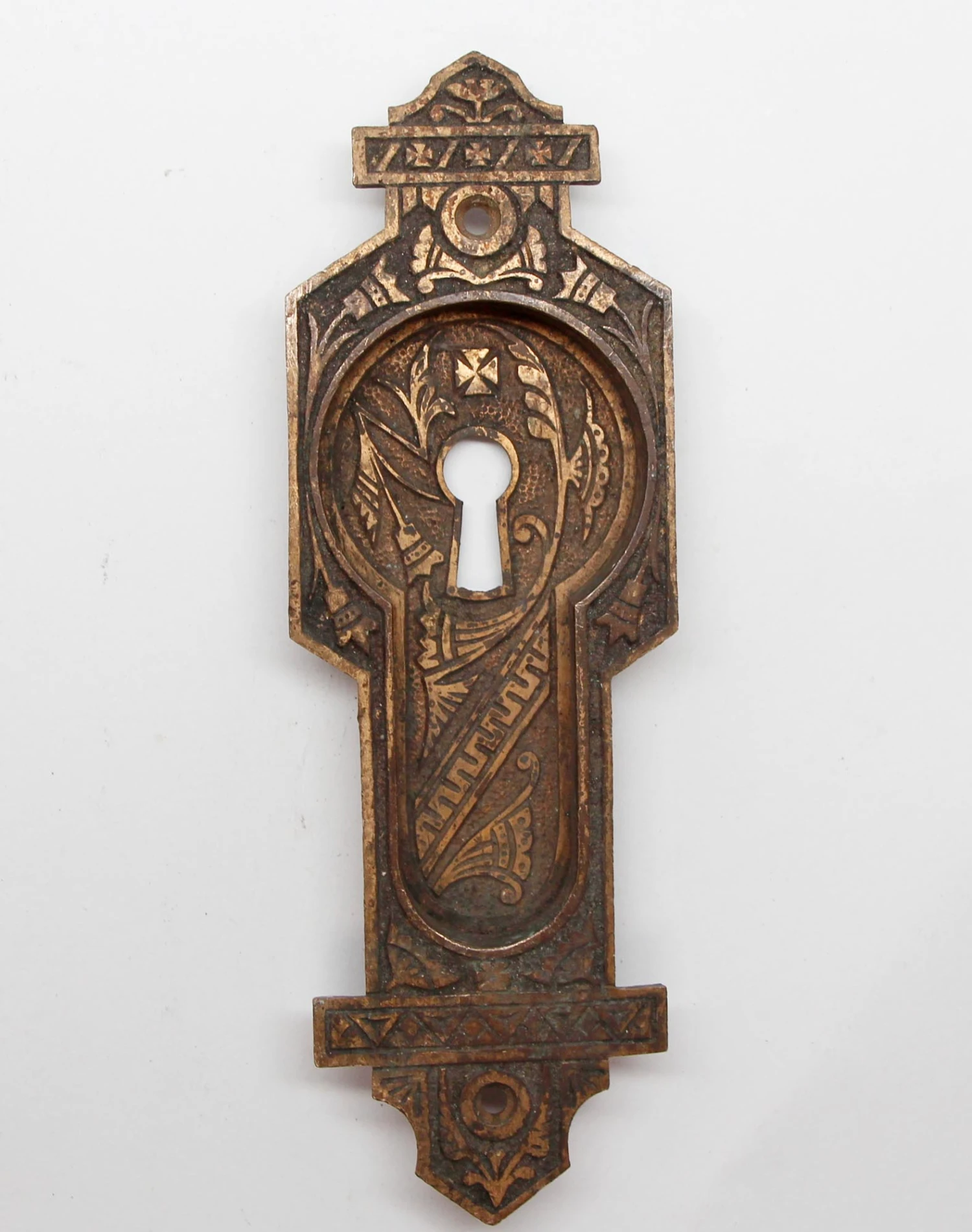 Bronze Recessed Eastlake Pair Of Pocket Door Plates 4 Bronze Recessed Eastlake Pair Of Pocket Door Plates - Image 2