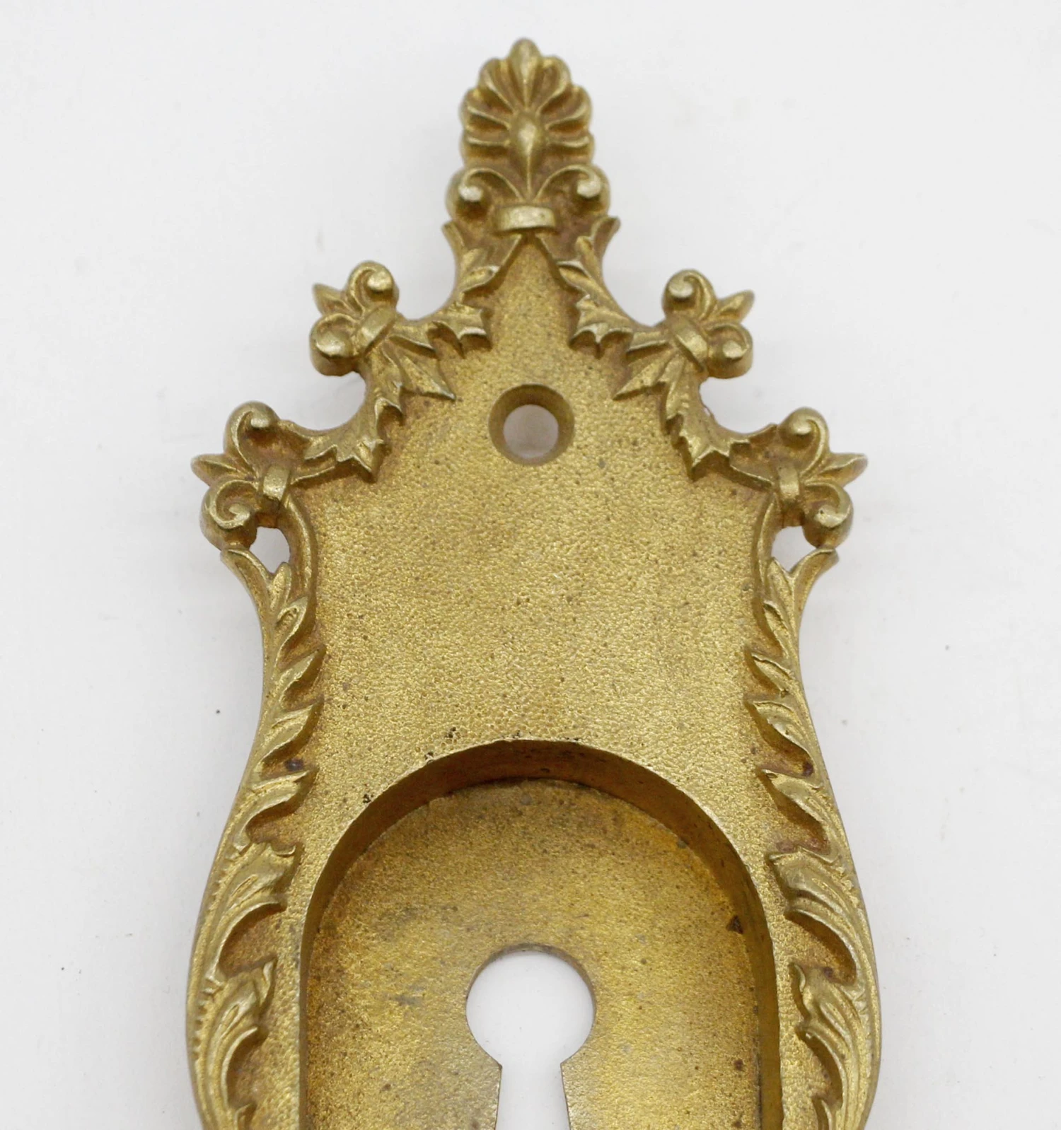 Antique Neoclassical Brass Recessed Pocket Door Plate 4 Antique Neoclassical Brass Recessed Pocket Door Plate - Image 2