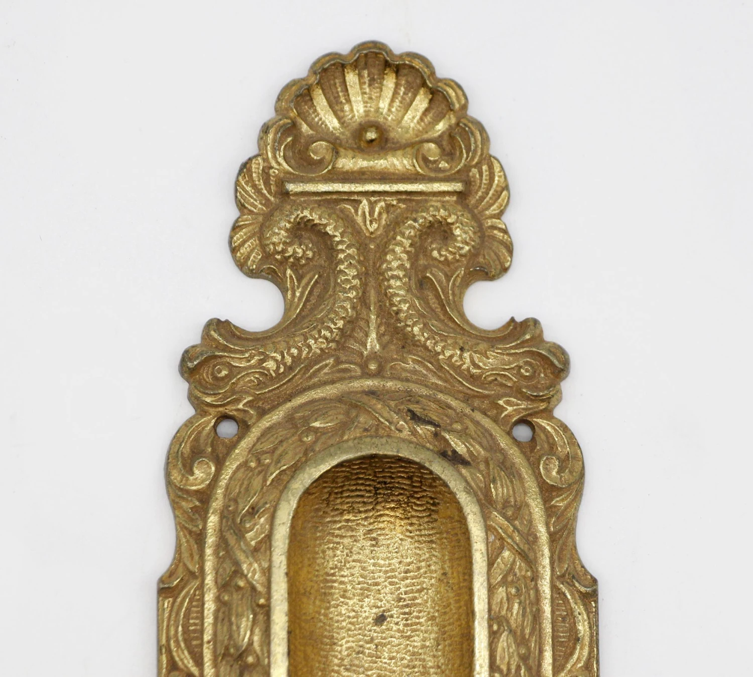 Antique Neoclassical Gilded Cast Brass Pocket Door Plate 4 Antique Neoclassical Gilded Cast Brass Pocket Door Plate - Image 2