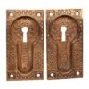 Pair Of Aesthetic Bronze Keyhole Pocket Door Plates