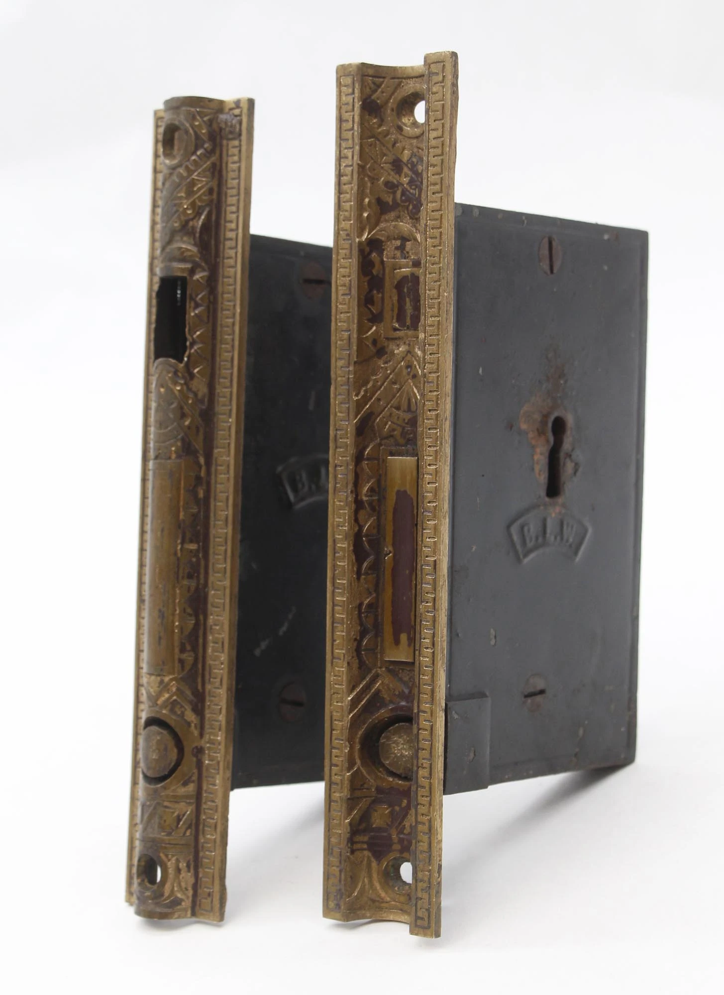 Pair Of Antique Brass Branford Lock Pocket Double Door Locks 3 Pair Of Antique Brass Branford Lock Pocket Double Door Locks