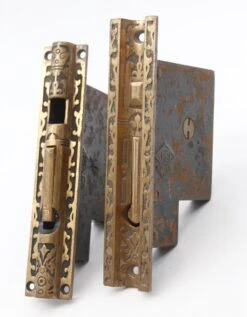 Pair Of Antique Brass Russell & Erwin Pocket Double Door Locks