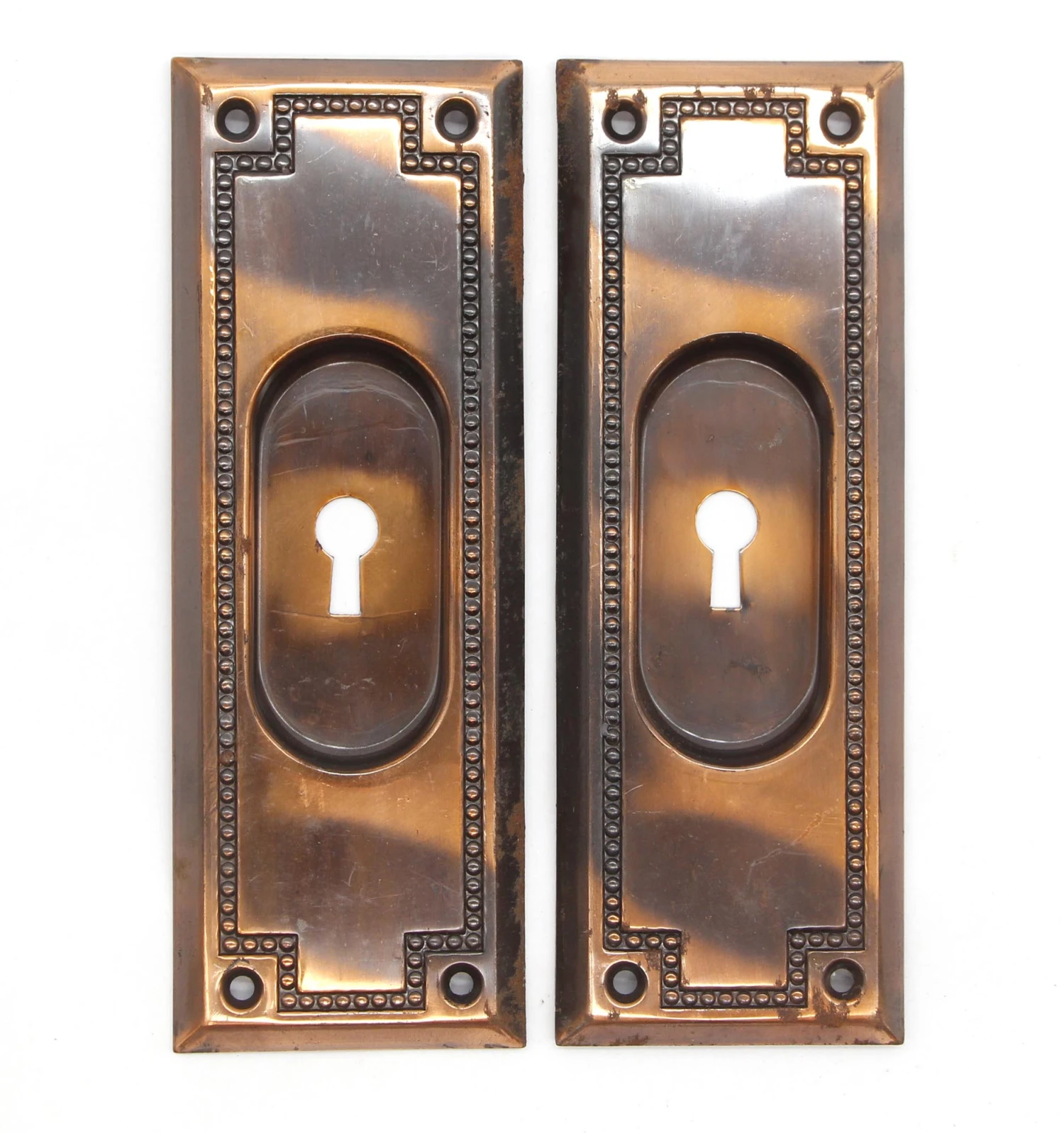Pair Of Old New Traditional Steel Japanned Pocket Door Plates 3 Pair Of Old New Traditional Steel Japanned Pocket Door Plates