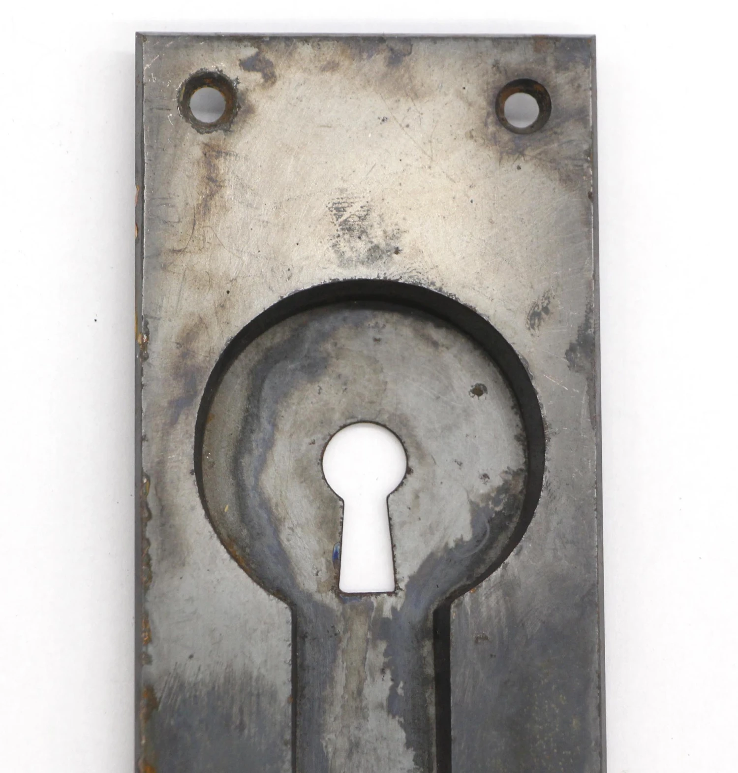 Vintage 5.75 In. Steel Keyhole Recessed Pocket Door Plate 4 Vintage 5.75 In. Steel Keyhole Recessed Pocket Door Plate - Image 2