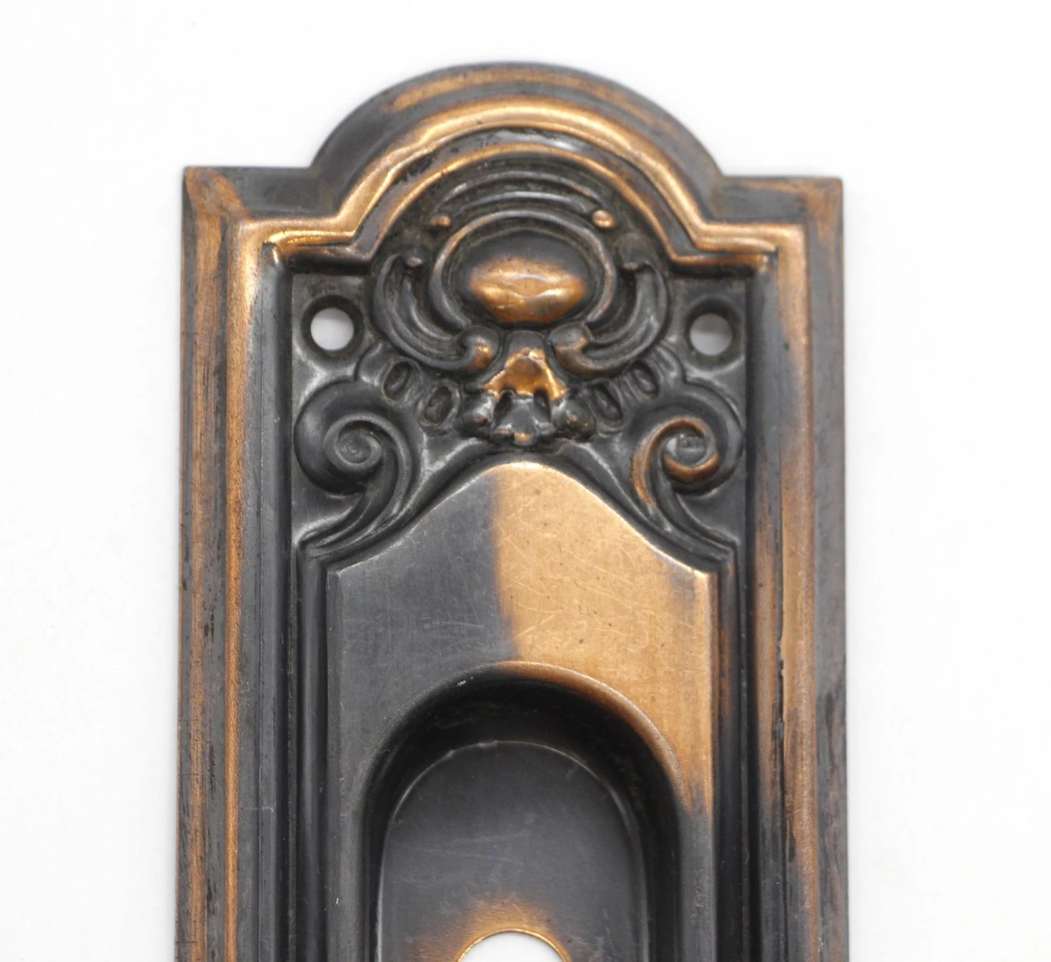 Vintage 7.5 In. Steel Japanned Keyhole Pocket Door Plate 4 Vintage 7.5 In. Steel Japanned Keyhole Pocket Door Plate - Image 2