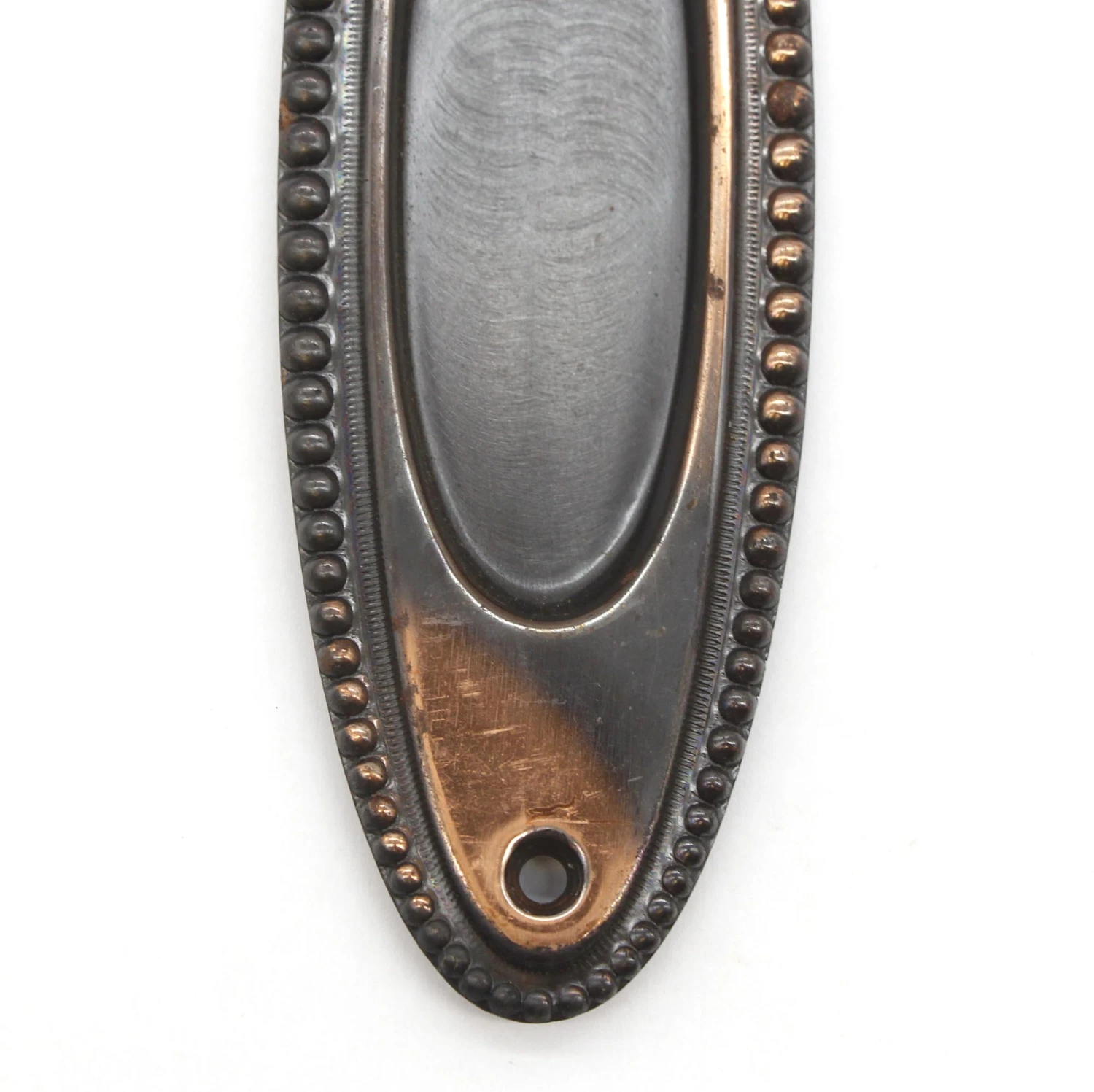 Traditional 7 In. Japanned Steel Beaded Pocket Door Plate 4 Traditional 7 In. Japanned Steel Beaded Pocket Door Plate - Image 2