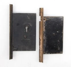 Pair Of 1880s Cast Iron Corbin Pocket Double Door Locks 9 Pair Of 1880s Cast Iron Corbin Pocket Double Door Locks -OGT Sale Store pocket door hardware q287858