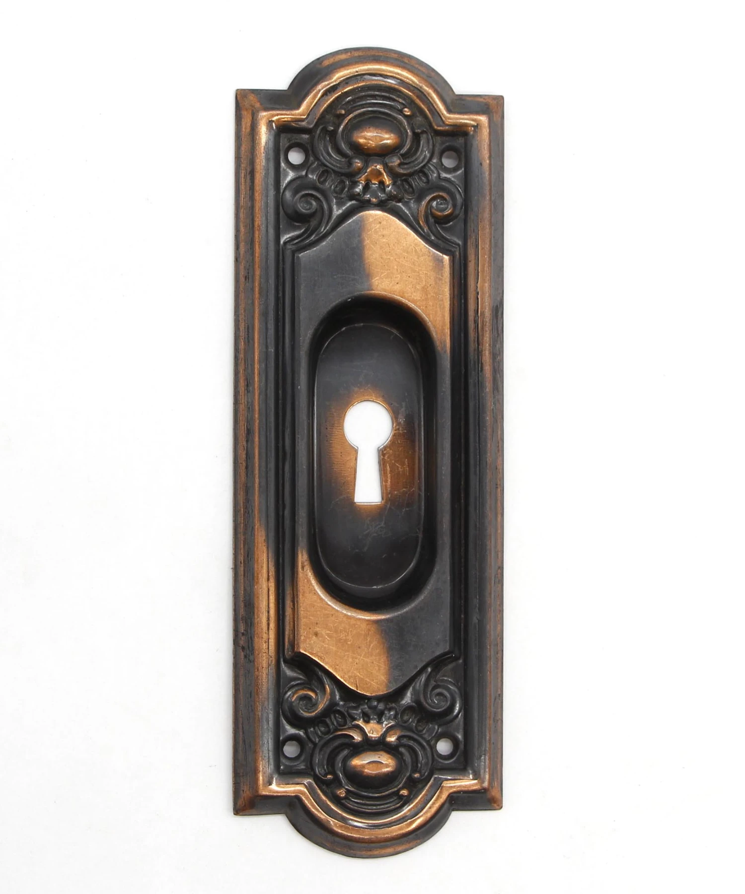 Vintage 7.5 In. Steel Japanned Keyhole Pocket Door Plate 3 Vintage 7.5 In. Steel Japanned Keyhole Pocket Door Plate