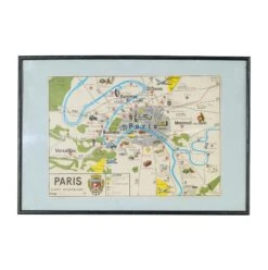 Framed Matted Map Of Paris