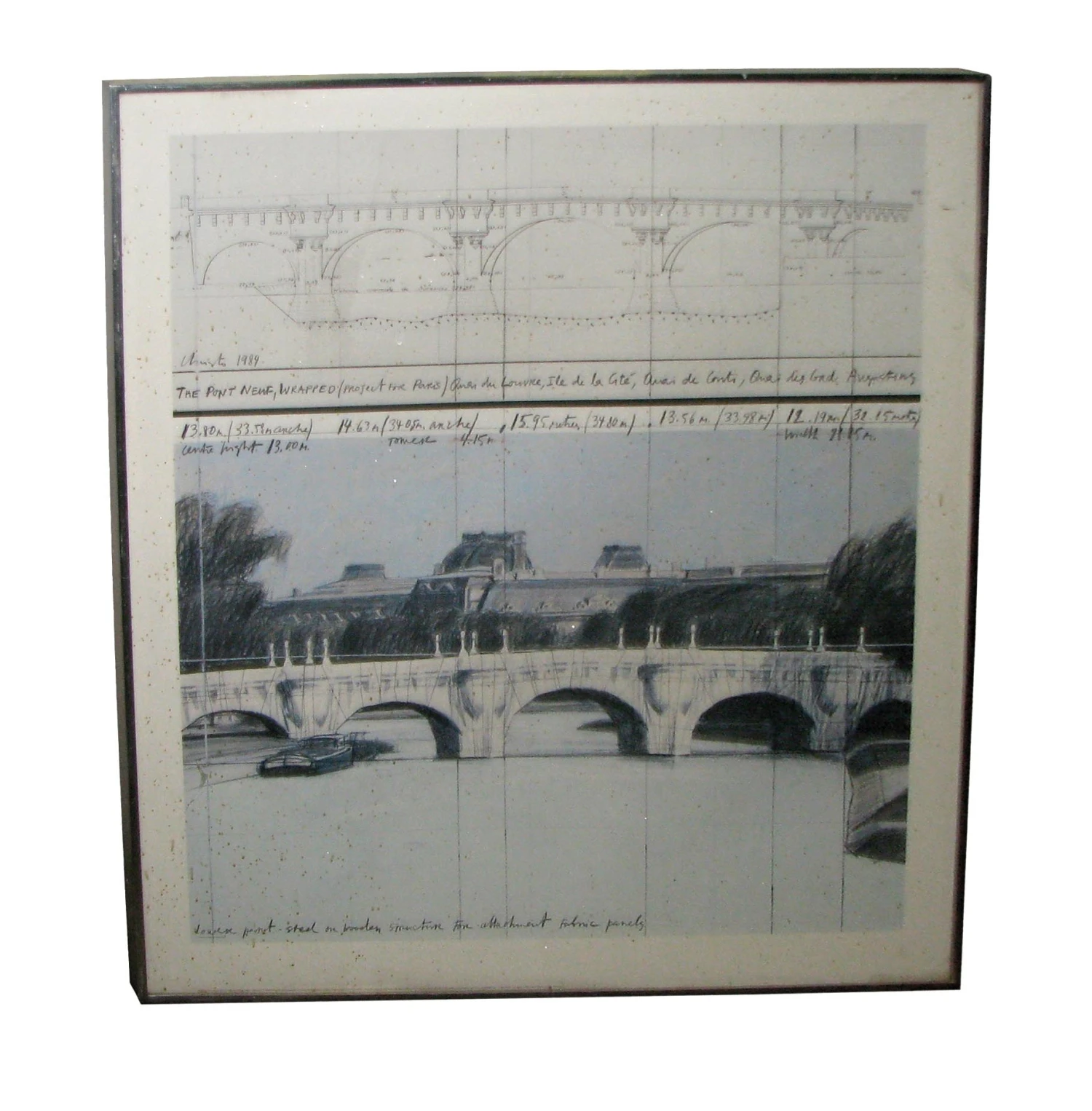 Vintage 1989 Framed Paris Bridge Poster 3 Vintage 1989 Framed Paris Bridge Poster