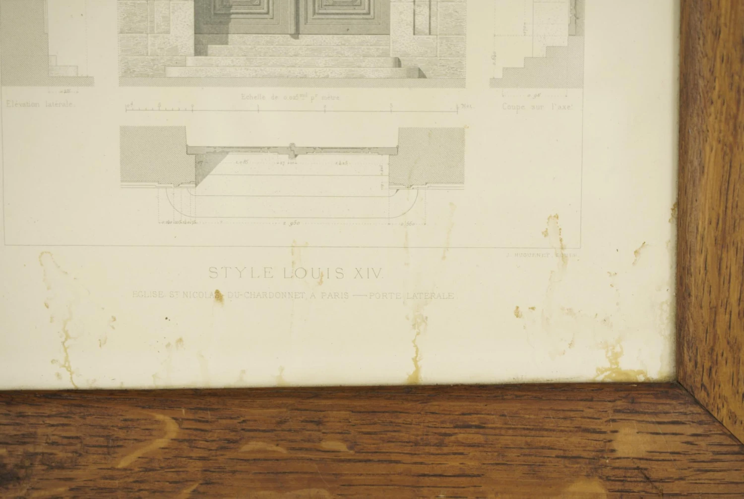 Oak Framed 19th Century Architectural Print Of Lateral Door Of Saint-Nicolas Du Chardonnet By Cesar Denis Daly 5 Oak Framed 19th Century Architectural Print Of Lateral Door Of Saint-Nicolas Du Chardonnet By Cesar Denis Daly - Image 3