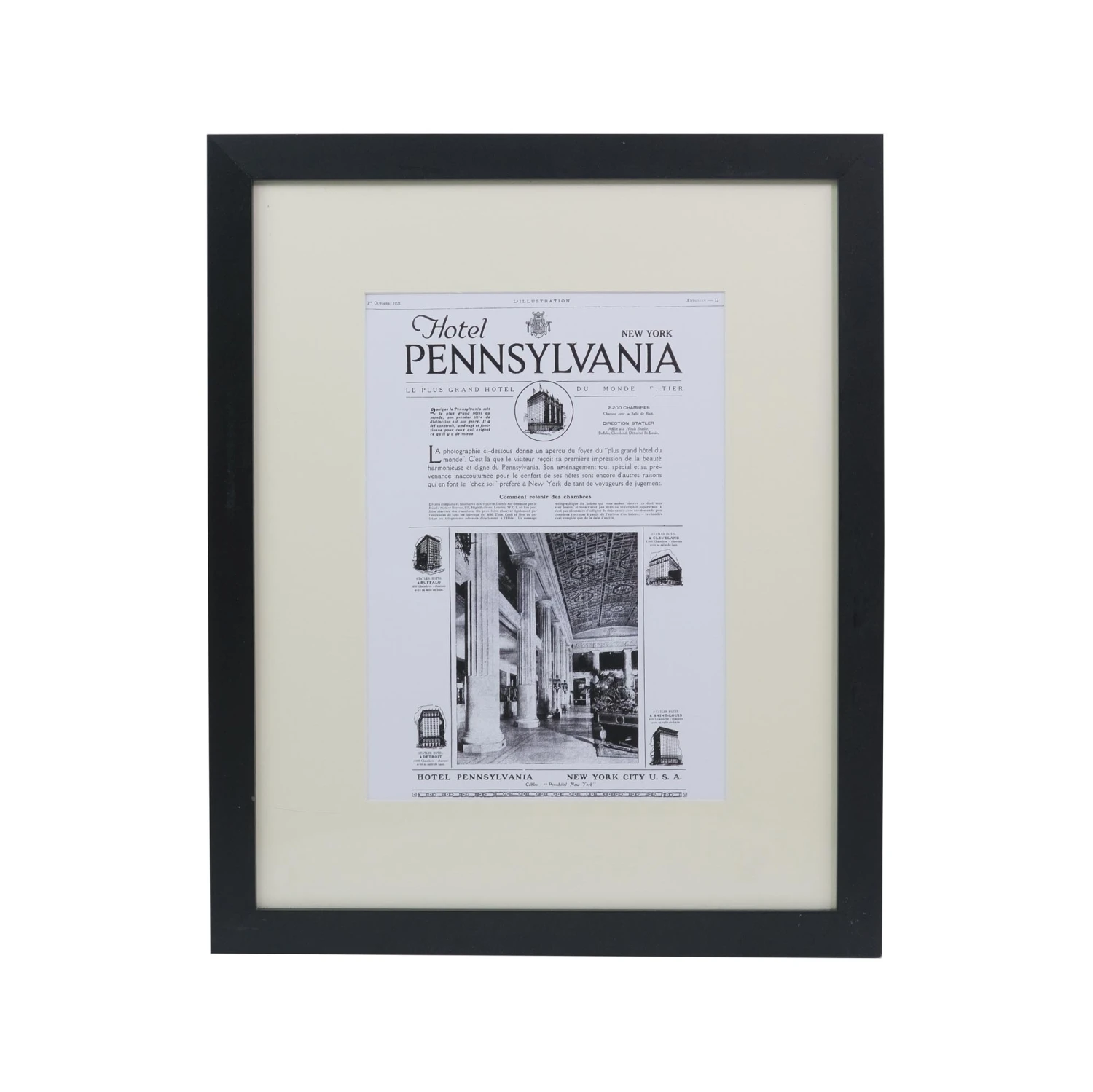 Framed French Article Of The Hotel Pennsylvania New York 3 Framed French Article Of The Hotel Pennsylvania New York