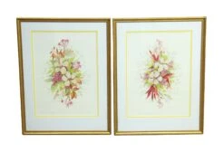 Pair Of Gold Framed Floral Prints