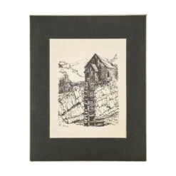 Paul E. Gray Signed Print Of Rustic Cabin On Creek