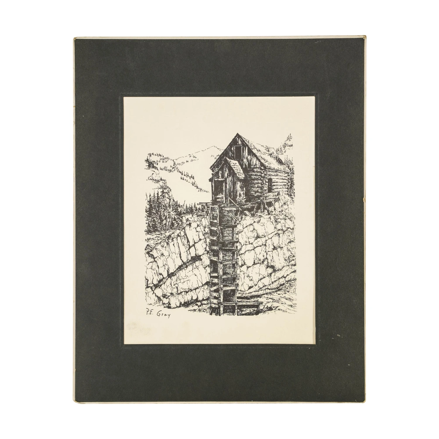 Paul E. Gray Signed Print Of Rustic Cabin On Creek 3 Paul E. Gray Signed Print Of Rustic Cabin On Creek