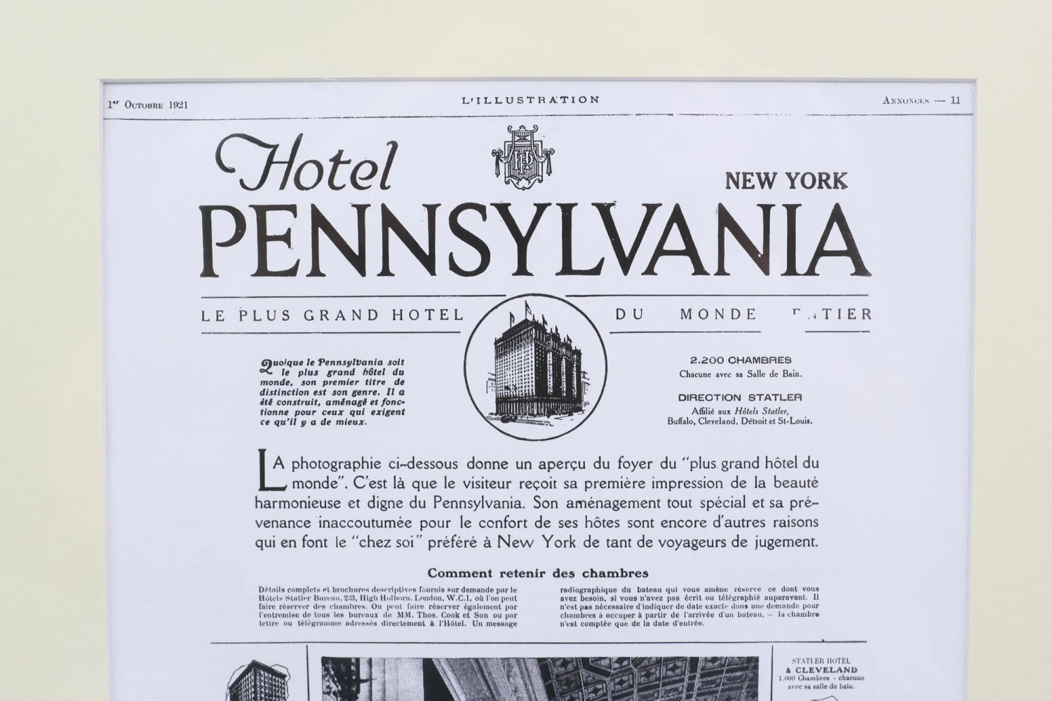 Framed French Article Of The Hotel Pennsylvania New York 4 Framed French Article Of The Hotel Pennsylvania New York - Image 2
